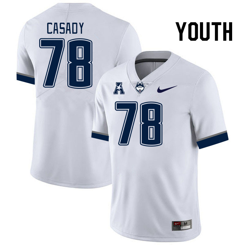 Youth #78 Carsten Casady Connecticut Huskies College Football Jerseys Stitched Sale-White